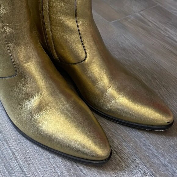 SAINT LAURENT West 45 Metallic Western Ankle Boot - Picture 11 of 16